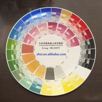Color cerámico en glaseado de cuatro colores oro, púrpura y óxido de hierro